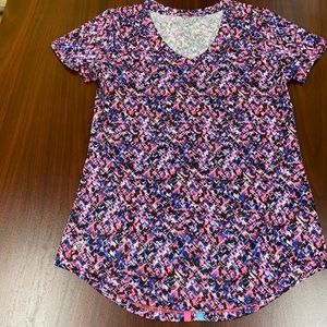 Pink, Black, and Blue Zelos workout T-shirt